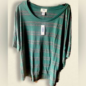 NWT Medium Old Navy Green & Grey Flowy Blouse